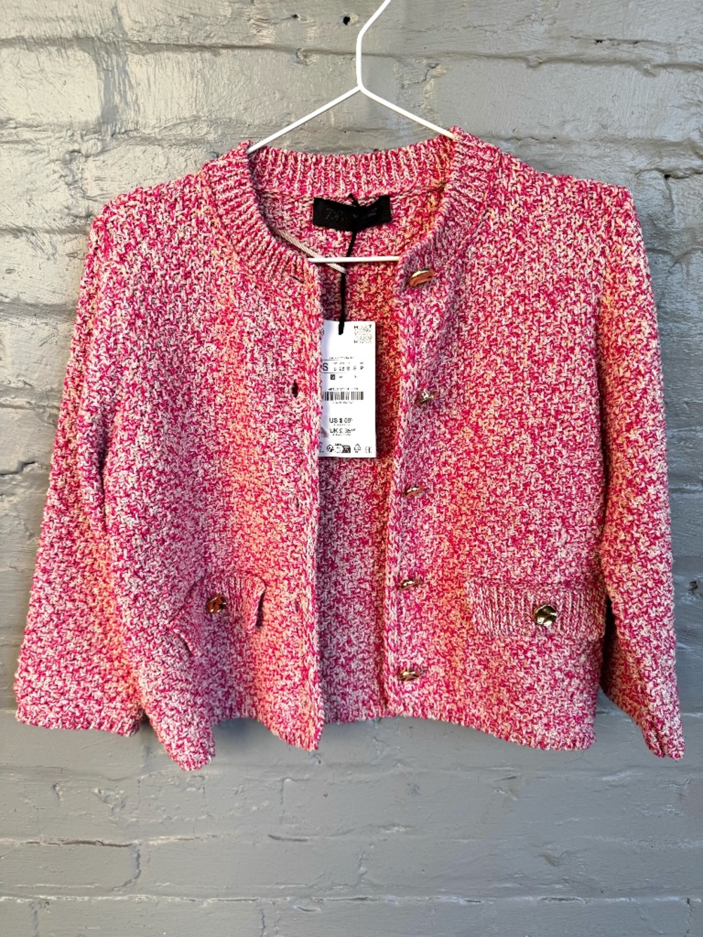 Zara Cardigan - Pink, Beige, Cream Marbled